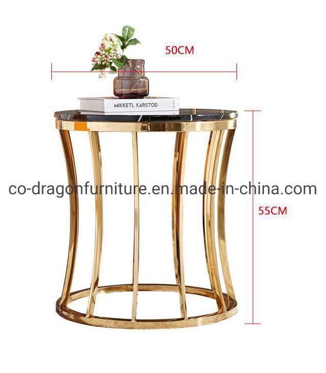 Luxury Home Furniture Gold Steel Side Table with Marble Top