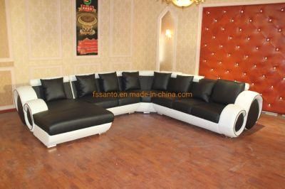 Modern Top Grain Leather U L Shape European Style Living Room Home Furniture Big Corner Sectional Sofa