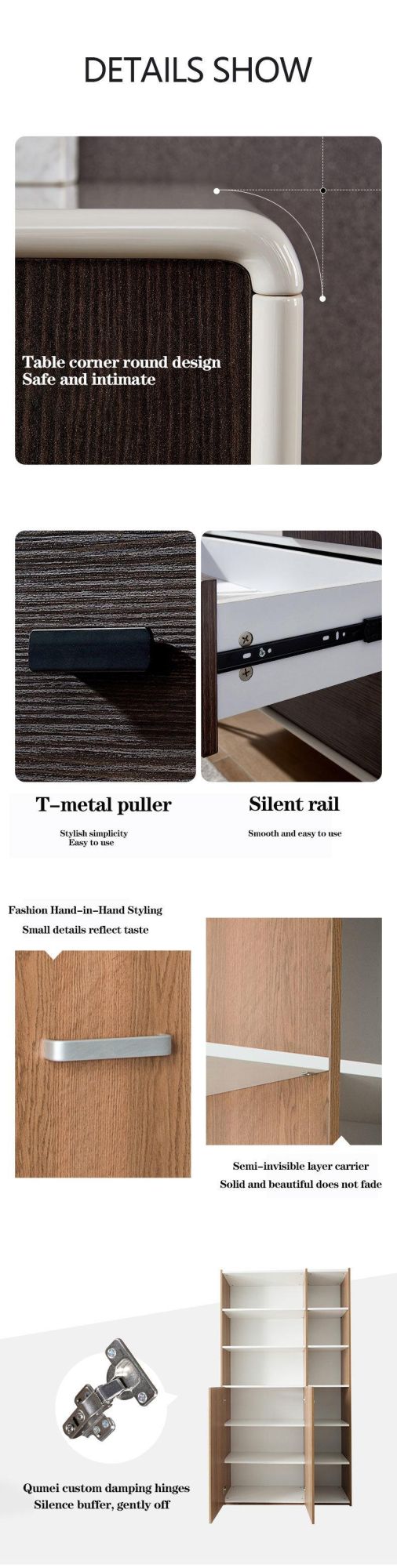 Modern Wooden Cabinet Luxury Sliding Wooden Door Filing Drawer of Chest