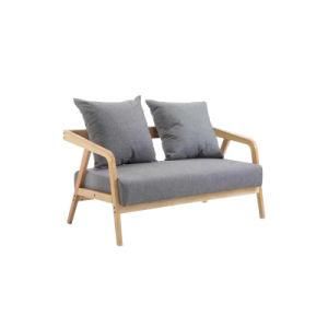 Modern Simple Solid Wood Fabric Sofa 2 Seats Sofa Grey for Living Room Furniture