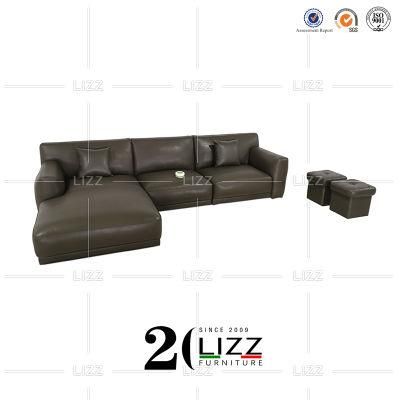 Modern Leisure Nordic Style Living Room Furniture Luxury Genuine Leather Corner Sofa