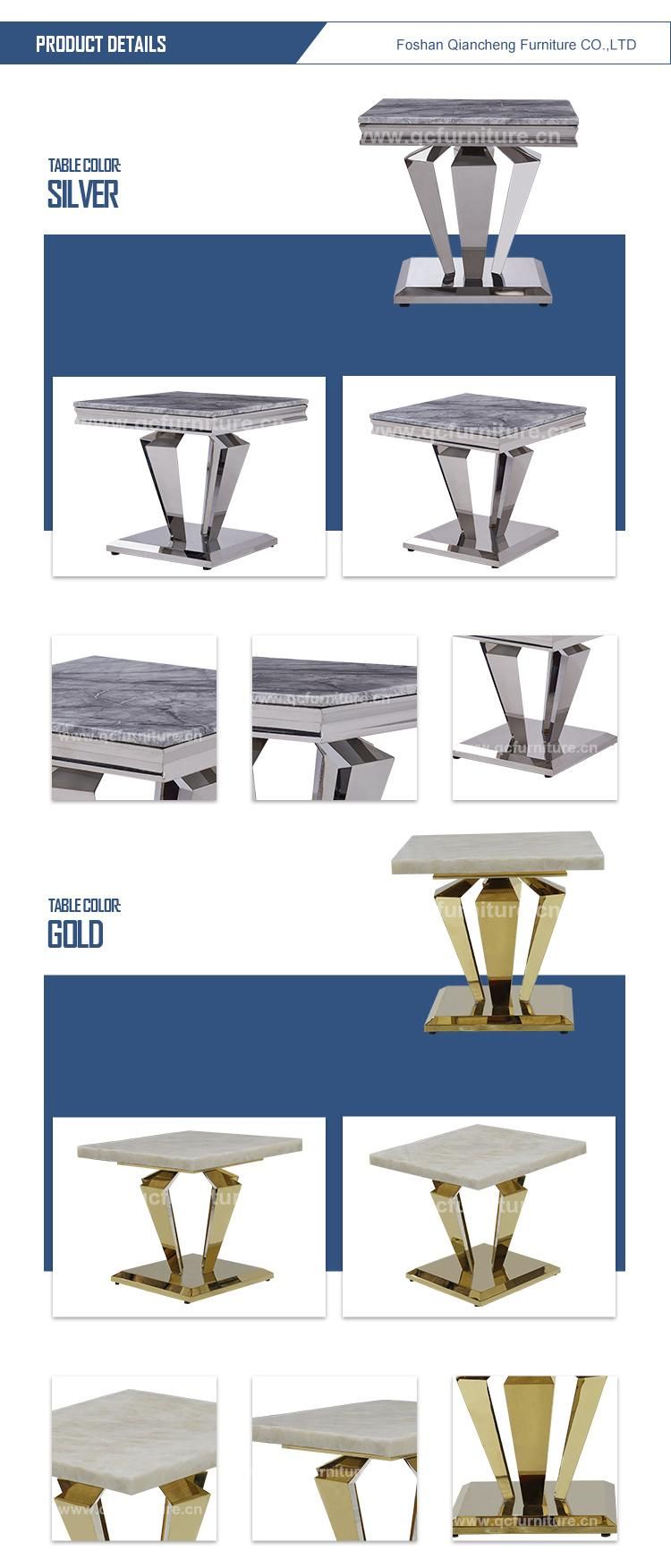 Luxury Furniture Metal Base Marble Top Side Table for Home