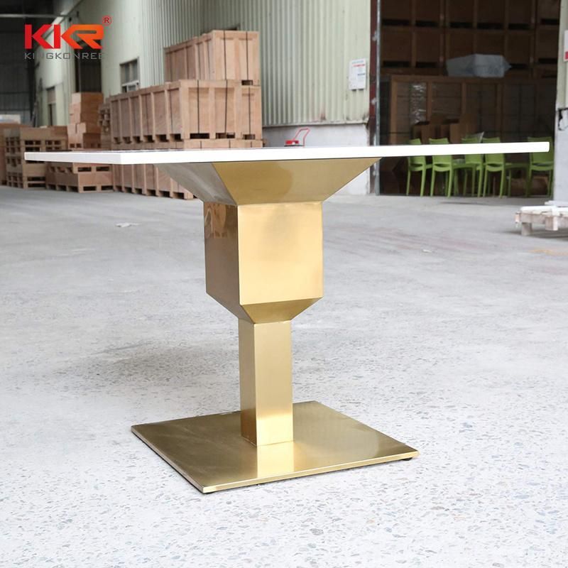 Luxury Wholesale Gold Metal Base Artificial Stone Coffee Table