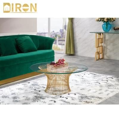 High Quality Tempered Glass Top Metal Stainless Steel Coffee Table