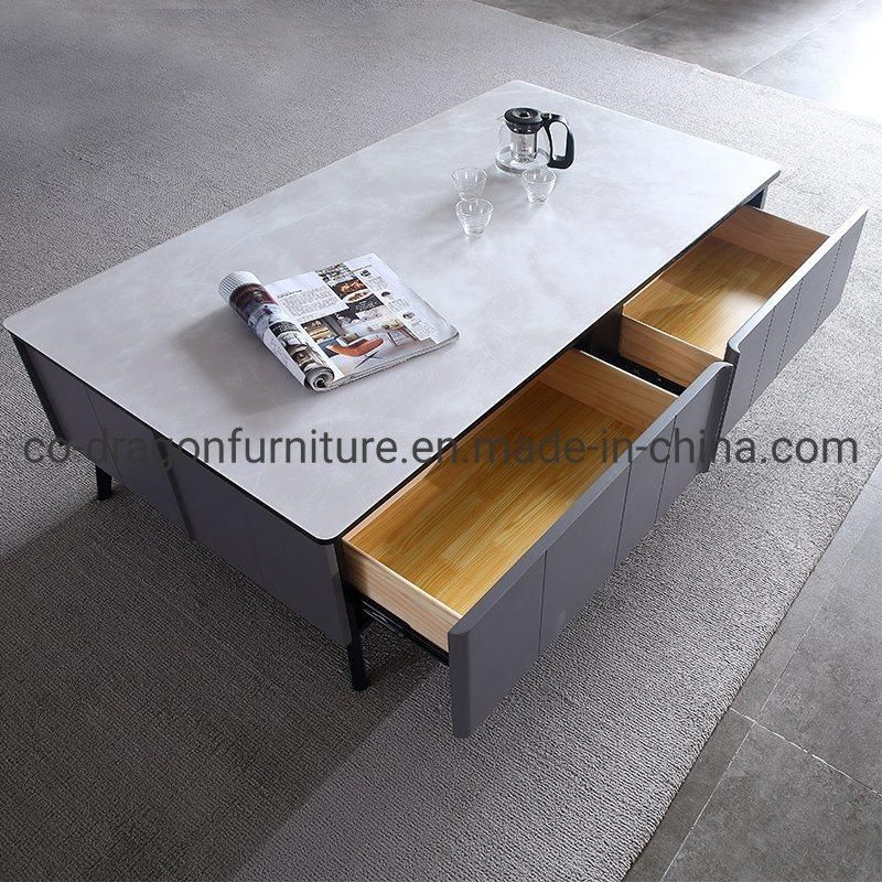 Modern Wooden Marble Top Coffee Table for Living Room Furniture