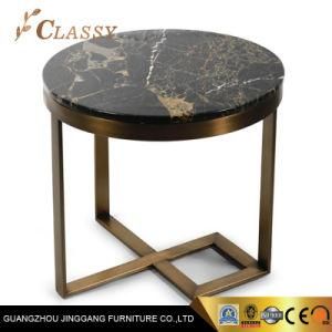 Modern Qulaity Marble Top Golden Brushed Stainless Steel Side Table for Living Room Wholesale