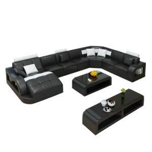 Fashion Italian Leather Sofa American U Shape Sofa Set