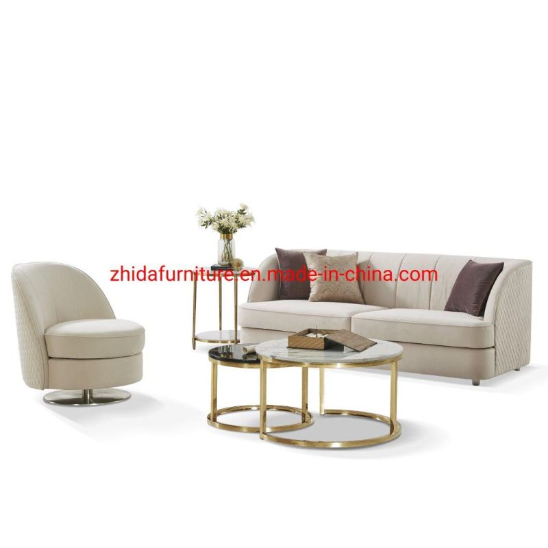 Modern Beige Fabric 3 Seat Living Room Bedroom Sofa for Hotel Lobby