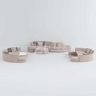 Luxury Italian Style Leisure Velvet Fabric S Shape Curved Living Room Sofa Furniture Set with Coffee Table
