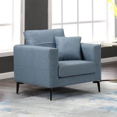 Nova Jssa029 Contemporary Simple Armrest Sofa Chair in Blue with Solid Pattern