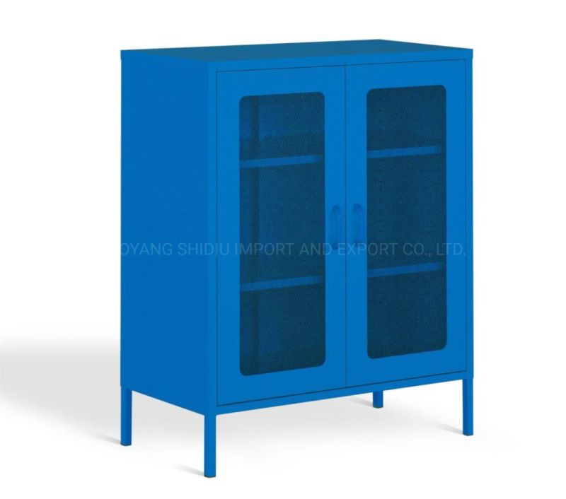 Modern Wire Mesh 2 Doors Storage Cabinets for Home Use