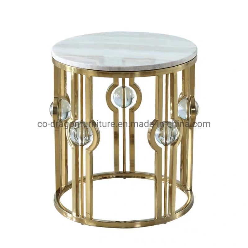 Luxury Stainless Steel Round End Table Side Table with Top