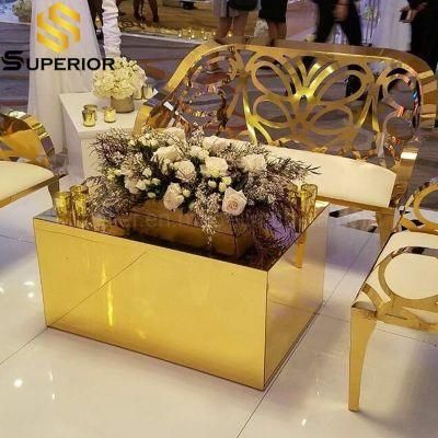 High Gloss Imperial Gold Stainless Steel Coffee Table Luxury