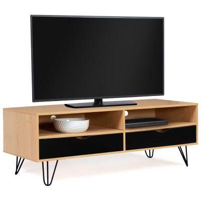 Simple Vintage TV Cabinet with Metal Feet and Wooden Drawers 0381