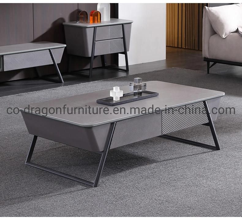 Modern Home Furniture Wooden Frame Coffee Table with Marble Top