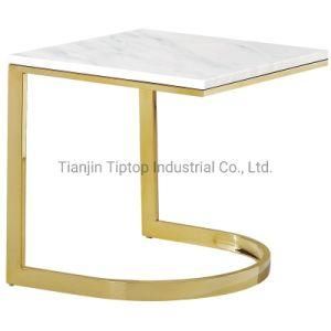 Latest Design Side Table Stainless Steel Marble Top End Table