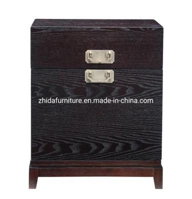 Hotel Project Black Wooden Nightstand Black Side Table for Chinese Villa