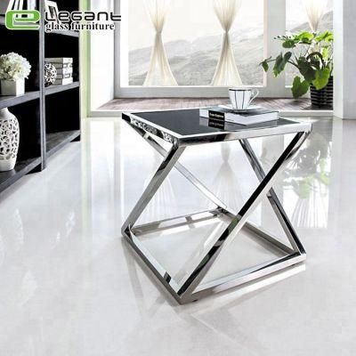 Strengthen The Metal Bracket Square Glass Side Table