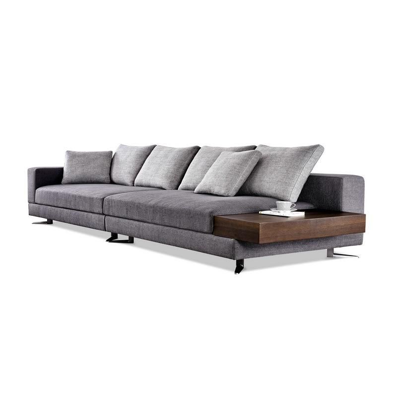 Modern Minimalist Chinese Fty Supply Fabric Sofa Set with Wooden Side Box Living Room Sofa