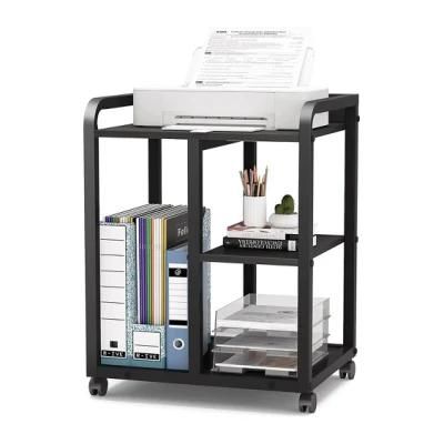 Gdlt Multi Layer Storage Floor Shelf Movable Metal Copier Side Cabinet Printer Shelf