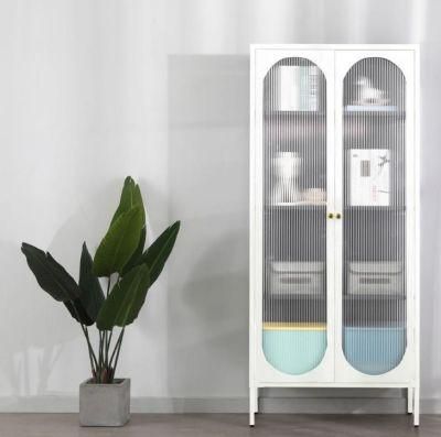 Full Height Home Metal Display Cabinets with Glass Doors