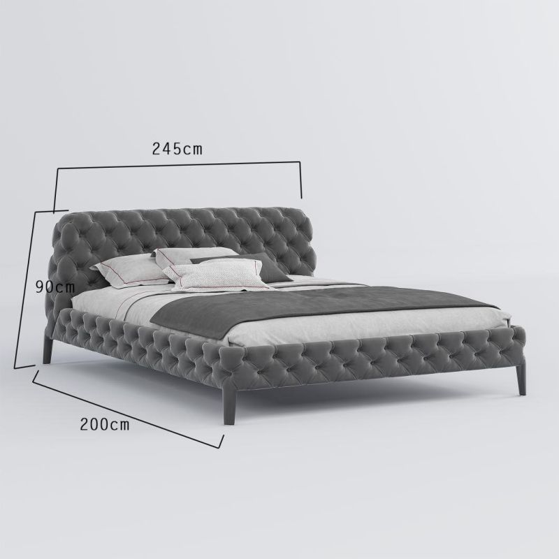 Unique Modern Simple Home Hotel Upholstery Furniture Bedroom Wooden Feet Bed Set