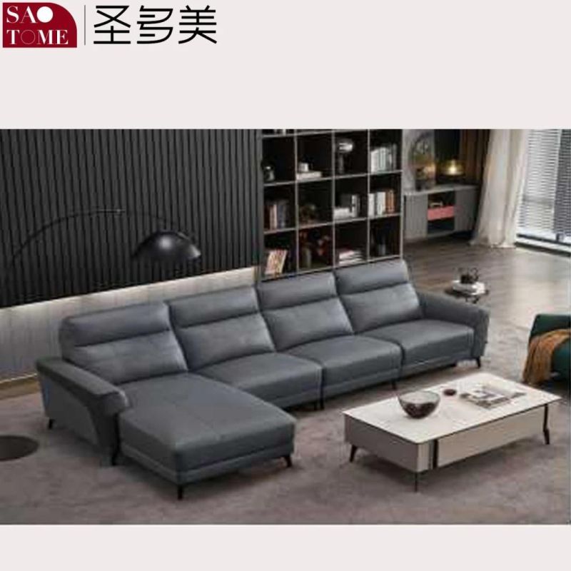 Modern Smart Home Private Cinema Leather Eucalyptus Wood Frame Functional Sofa