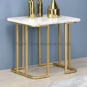 Hotel White Coffee Table Modern Marble End Table Stainless Steel End Tables Living Room Sofa Side End Table