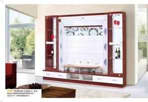 Living Room U Shape Wood TV Cabinet with Glass Shelf