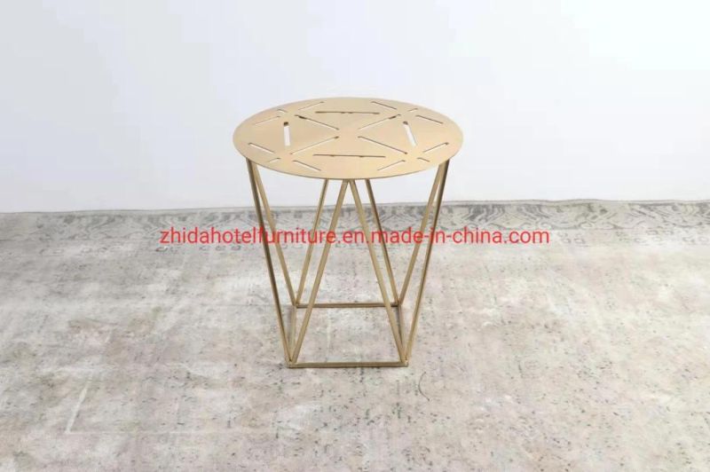 Round Stainless Steel Black Metal Marble Coffee Tables for Home Hotel