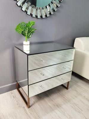 Wholesale Modern Mirrored Dresser Side Table Glass Furniture with Drawers
