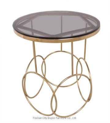 Rings Staggered Stainless Steel Side Table with Tempered Glass Top