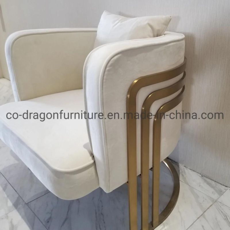 Luxury Home Furniture Gold Stainless Steel Fabric Leisure Chair Set