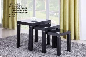 MDF Veneer Living Room Nesting Coffee Table Side End Table with Tempered Glass Modern Home Furniture