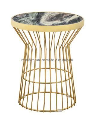 Luxury Style Golden Color Marble Top Living Room Side Coffee Table