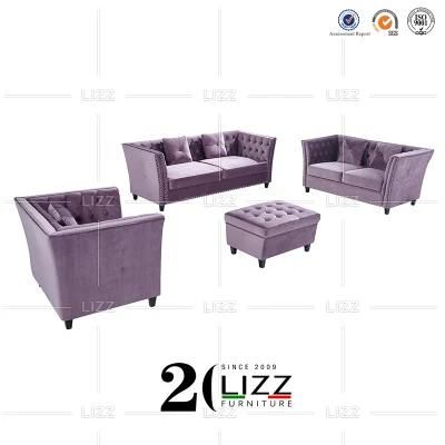 European Modern Royal Wooden Furniture Leisure Sectional Fabric Sofa