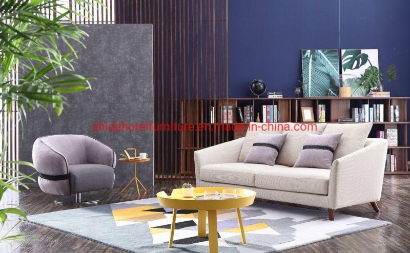 Modern Home Furniture Fabric Armrest Wooden Living Room Sofa