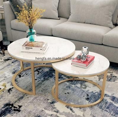 Modern Living Room Decorative Metal Furniture Frame Marble Top Tea Side Table