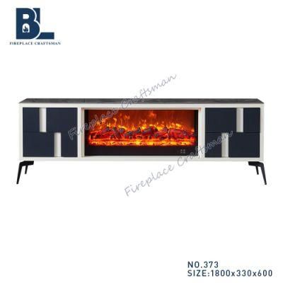 Luxury Modern MDF Style Coffee Table TV Cabinet Stand with LED Fireplace for Living Room Furniture