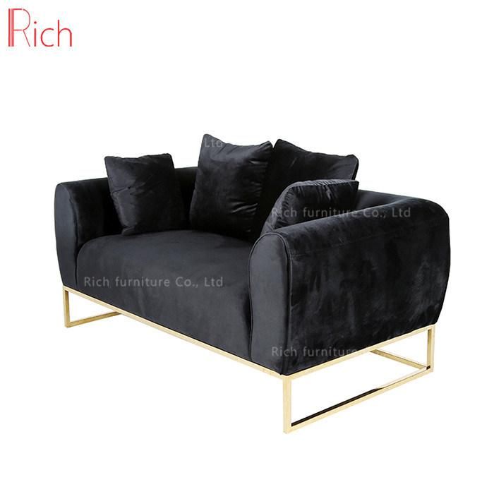 Home Furniture Living Room Fabric Velvet Sofa Leisure Couch Hotel Office Event Salon Golden Base