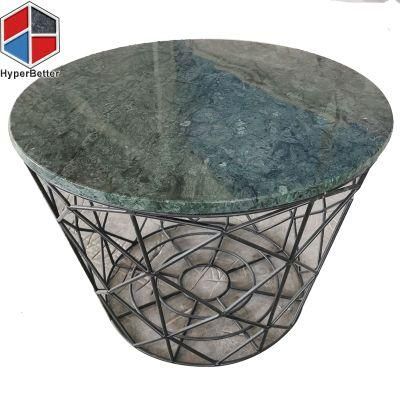 15 Years Focus on Project Round Green Marble Side Table Nest Base