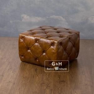 Vintage Leather Ottoman