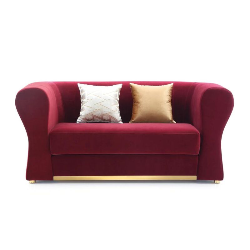 Hotel Furniture modern Design Red Color Velvet Fabric Sofa Set for Living Room