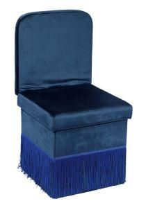 Knobby Modern Velvet Foldable Storage Ottoman with Backrest