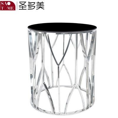 Modern Hotel Living Room Furniture Stainless Steel Glass End Table