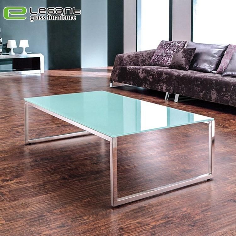 Coffee Shop Rectangle Shape Glass Top Center Table Design