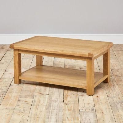 Living Room Furniture Rustic Oak Small Coffee Table with Shelf
