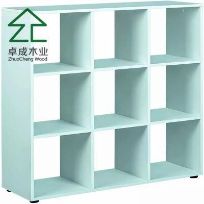 Blue Color Hidden Door 6 Tier Brown Moveable High Bookcase