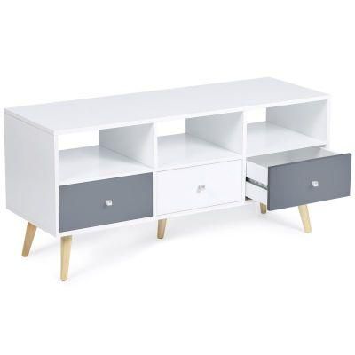 Nordic Minimalist Wooden TV Cabinet with Drawers and Storage Compartments 0374