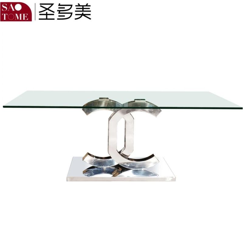 Modern Living Room Furniture Stainless Steel Transparent Glass Small End Table